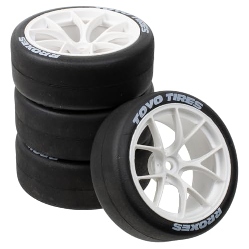 1/10 On-Road RC Car Wheel Rims & Rubber Tire 12mm Hex for Traxxas Nitro 4-Tec 2.0 Tamiya TT-01 / TT-02 HSP HPI (White) - color: White