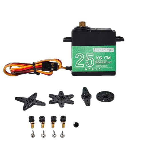 25KG RC Servo Motor Steering Servo Metal Gear Waterproof with 25T Servo Horn for RC Car Truck Boat Helicopter Model Parts, Control Angle 180° (Green-25kg) - color: Green-25kg