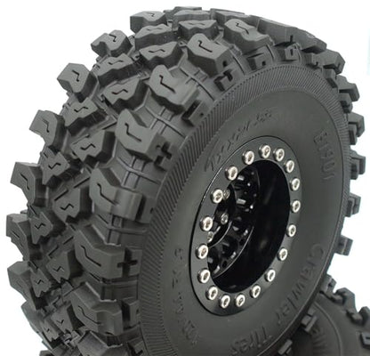 RC 1.9 Beadlock Wheels Negative Offsets 8mm and Tires for 1/10 SCX10 SCX10 SCX10 Pro TRX4 TRX6 Gen7/8 RC Crawler Remote Control Car Upgrades Aluminum 1.9 Beadlock Wheel Rims (Black) DK - color: Black