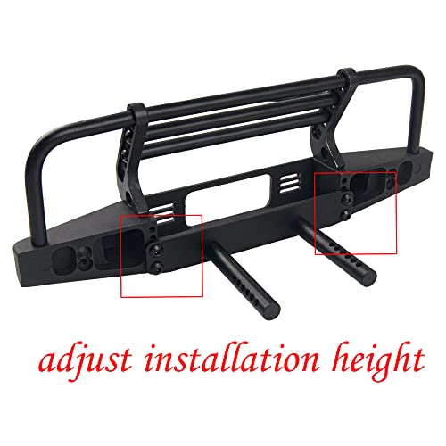 Aluminum Front Bumper with LED Headlights Tow Hook Compatible with Traxxas TRX-4 TRX4 Axial SCX10 SCX10II 90046 90047 1/10 RC Crawler Car