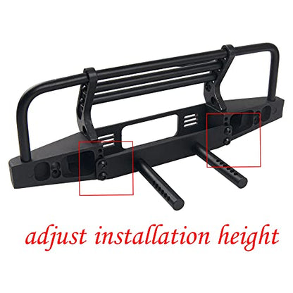 Aluminum Front Bumper with LED Headlights Tow Hook Compatible with Traxxas TRX-4 TRX4 Axial SCX10 SCX10II 90046 90047 1/10 RC Crawler Car