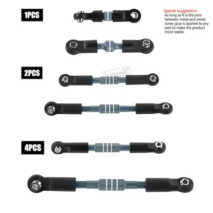 RC Upgrades Part Adjustable Turnbuckles Camber Links Toe Link for 1/10 Slash/Rustler/Stampede/Bandit VXL 4WD 4X4.Alloy Front&Rear Link Set,Titanium - color: Titanium(for 1/10)