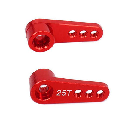 2PCS ShareGoo Metal 25T Servo Horn M3 Threads Steering Arm Server Rocker Compatible with Futaba Savox Power HD HSP Servos Motor 1/8 1/10 RC Car Truck,Red