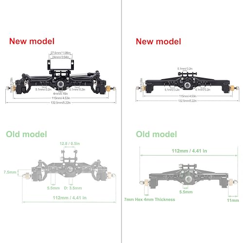 AMK TRX4M Portal Axles Extended 20mm, 109.6g CNC Aluminum TRX4M Front & Rear Axle Set with Two Servo Mounts for 1/18 RC CrawlerCar TRX4M Axle Upgrade Parts