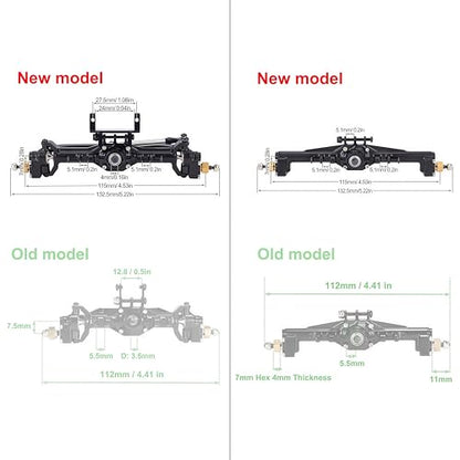 AMK TRX4M Portal Axles Extended 20mm, 109.6g CNC Aluminum TRX4M Front & Rear Axle Set with Two Servo Mounts for 1/18 RC CrawlerCar TRX4M Axle Upgrade Parts