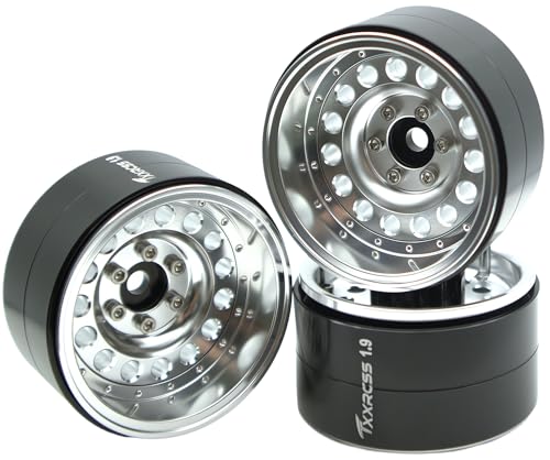 RC 1.9 Inch Beadlock Wheels Negative Offsets 10mm Rims Hex 12mm Aluminum Wheel for TRX4 TRX6 SCX10 Gen8 1/10 RC Crawler Remote Control Car Upgrades Accessories 4pcs (Silver) YK1906 - color: Silver