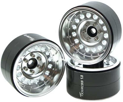 RC 1.9 Inch Beadlock Wheels Negative Offsets 10mm Rims Hex 12mm Aluminum Wheel for TRX4 TRX6 SCX10 Gen8 1/10 RC Crawler Remote Control Car Upgrades Accessories 4pcs (Silver) YK1906 - color: Silver