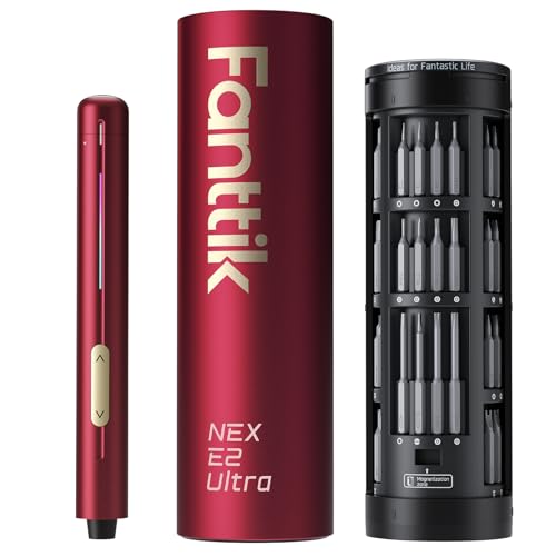 Fanttik E2 Ultra Electric Screwdriver, Precision Screwdriver Set (Red) | 50 Magnetic Bits, 5/32''Hex Shank, 0.6N.m, RevoStor Magnetic Storage, Repair Kit for PC, Phone, 3D Printer, RC Cars, Drone - color: Burgundy Red