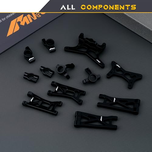 Alum Shock Tower, Suspension Arm, Front Steering Knuckles, Caster Blocks C Hubs and Rear Hubs Compatible with Losi 1/24 Micro-B 1/28 Micro-T Upgrades Part Black - color: Black