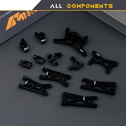 Alum Shock Tower, Suspension Arm, Front Steering Knuckles, Caster Blocks C Hubs and Rear Hubs Compatible with Losi 1/24 Micro-B 1/28 Micro-T Upgrades Part Black - color: Black