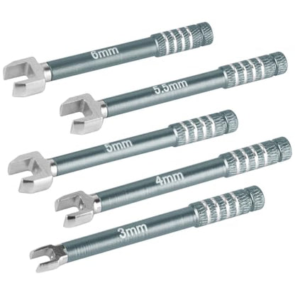 RC 3/4/5/5.5/6MM Turnbuckle Wrench Spanner for RC Crawler Car,Medium Carbon Steel Links Wrench,Multi-Function Turnbuckle Nut Ball Joint Remover RC Repair Tool,(5Pcs Titanium) - color: Titanium - (3/4/5/5.5/6mm Turnbuckle Wrench)