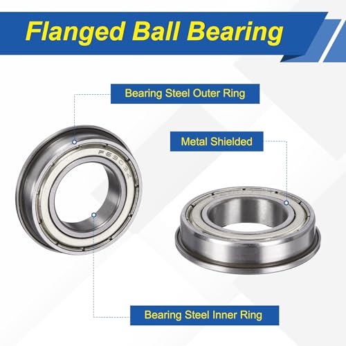 uxcell 5Pcs F6903ZZ Flanged Ball Bearings, 17 x 30 x 7mm Double Shielded Chrome Steel Deep Groove Bearing, ABEC5 - size: F6903ZZ 17 x 30 x 7mm