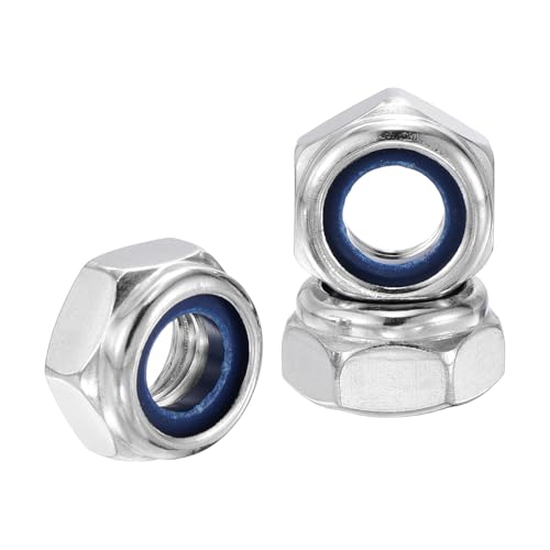 10Pcs Nylon Locking Hex Nuts - [M10-1.5], 304 Stainless Steel Hardware Nuts, Silver, for Automotive, Aerospace, Industrial Applications Use - color: Silver, size: M10x1.5mm