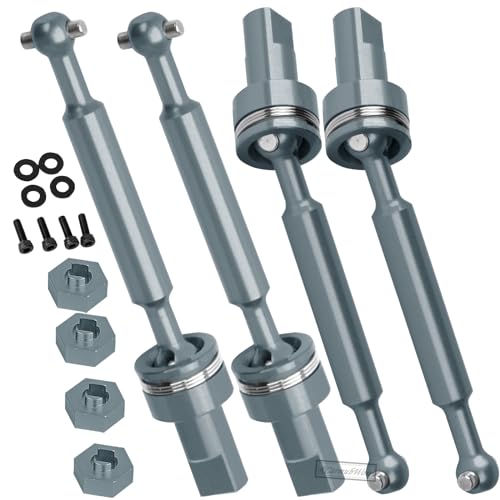 RC Driveshafts Axles Upgrades Part for 1/18 LaTrax Teton,LaTrax Desert Prerunner,7075 Aluminum Front Rear Drive Shafts CVD w/6061 Hex Hops Up,4PCS,Replace #7650,Titanium - color: Titanium(4pcs)