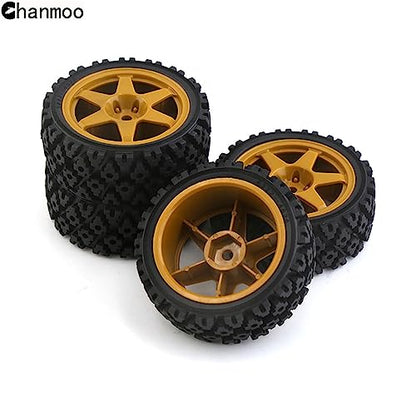 1/10 RC On Road Tires Rubber Rally Tyres and Wheels Rims 12mm Hex for 1/10 Scale RC Racing Drift Car HPI KYOSHO Tamiya XV01 XV02 TA06 TT01 TT02 PTG2 144001 A959 4PCS