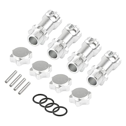 4pcs Aluminum 17mm Hex Adapter 30mm Extension Wheel Hub Drive Offset Width Extender with Anti-dust Cap Nuts for 1/8 RC On Road Car Off Road Truggy Truck Buggy Crawler, Silver - color: Silver