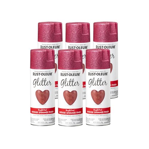 Rust-Oleum 301818-6PK Specialty Glitter Spray Paint, 10.25 oz, Bright Pink, 6 Pack - color: Bright Pink, size: 10.25 Ounce (Pack of 6)