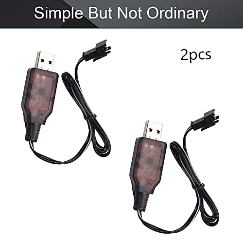 Heyiarbeit SM-2P Positive USB Charging Cable for RC Car 4.8 V 250mA Ni-MH Ni-CD Battery 2pcs - size: SM-2P 2Pcs