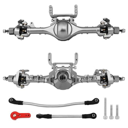 Complete Metal Front Rear Straight Axle Upgrades Part for 1/10 Axial SCX10 II Deadbolt 90046 90047 SCX10 RC Crawler Car Hops Up (Titanium) - color: Titanium