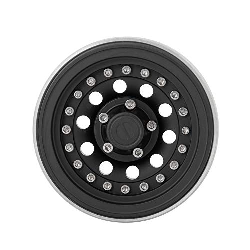 QUE-T 1.9" Pack of 4 Alloy Metal Beadlock Wheel Rims for 1/10 RC Crawler SCX10 90046 D90 Trx4 (Black) - color: Black