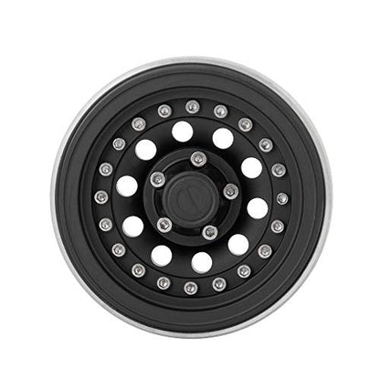 QUE-T 1.9" Pack of 4 Alloy Metal Beadlock Wheel Rims for 1/10 RC Crawler SCX10 90046 D90 Trx4 (Black) - color: Black