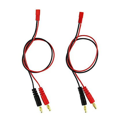 FLY RC 4mm 4.0mm Male Banana Plug Connector Charge Lead to JST 20awg Soft Silicon Charging Cable Wire 30cm 11.8inch Lipo Parts for RC Helicopter Quadcopter Lipo Battery Plug Charge (Pack of 2) - style: 2 Pcs JST charge cable