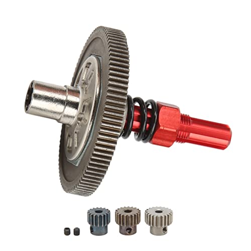 Metal Differential Gear Set, 1/10 RC Car Gear Assembly, Low Noise 91T Slipper Gear with 3 Small Gears, Steel Aluminum Alloy Construction for RC Vehicle Upgrade - color: Red