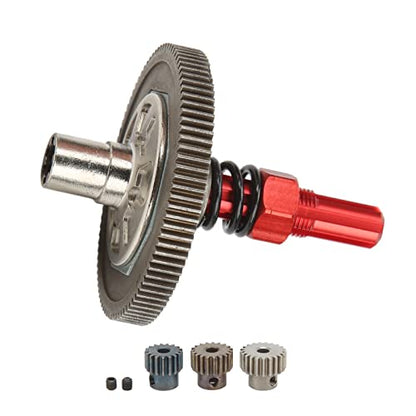 Metal Differential Gear Set, 1/10 RC Car Gear Assembly, Low Noise 91T Slipper Gear with 3 Small Gears, Steel Aluminum Alloy Construction for RC Vehicle Upgrade - color: Red