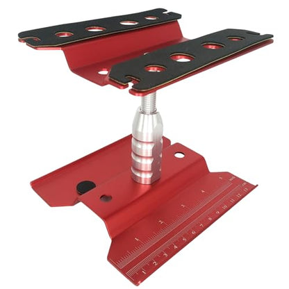 1 Set RC Car Work Stand Aluminum Alloy Repair Workstation Bracket with Screw Tray for 1/8 1/10 1/12 1/16 Traxxas Axial Arrma Redcat RC Crawler Monster Truck Buggy (Red) - color: Red