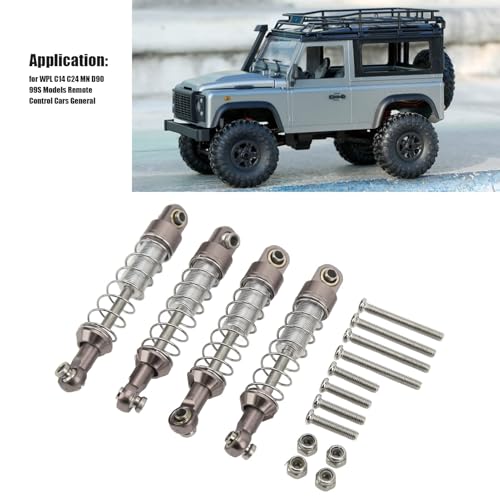 51mm Aluminum Alloy RC Shocks, 2 Pairs Aluminum Alloy RC Car Shock Absorber Dampers with Mounting Screws Bolts for WPL C14 C24 MN D90 99S