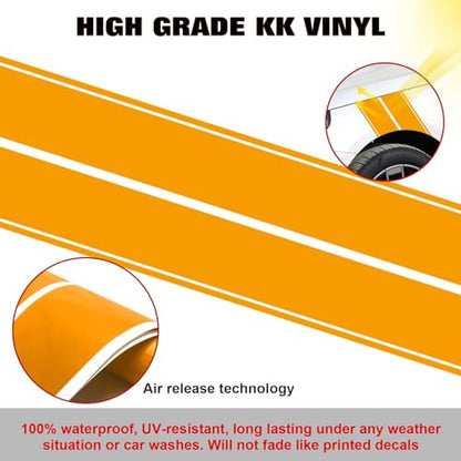 x xotic tech Fender Stripes Hash Marks KK Vinyl Decal Universal for Car Truck Sticker Racing Stripe 11"x23" (Yellow) - color: Yellow