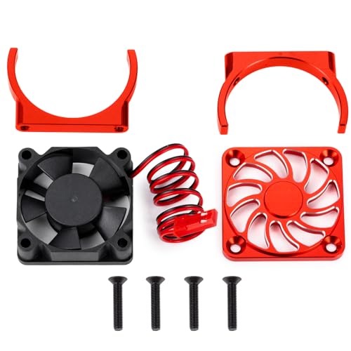 Cooling Fan 35mm Motor Heatsink for Tra-xxas Mini Maxx/Slash/XRT | VXL 3S 1:8 Jato 2S 4S 1:16 Red Aluminum Alloy Upgrade Parts - color: Red