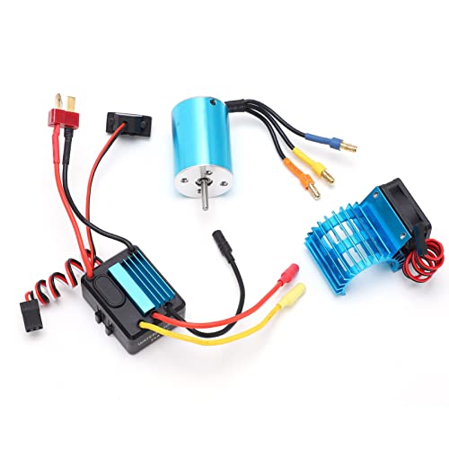 2838 4500KV Brushless Motor and ESC Combo Set, 4-Pole Sensorless Motor with 35A ESC and Heat Sink for 1/14 1/16 1/18 RC Car Truck