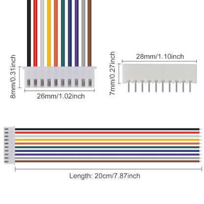 10Pairs JST-XH Connector Kit, XH 2.54mm 10 Pin Header Male and Female Connectors Plug Adapter with Flat Wire Cable 200mm 26AWG Compatible with JST XH (10P) - color: 10P