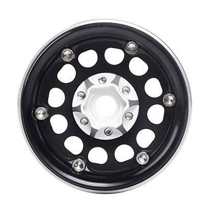 INJORA 1.9 Beadlock Wheels Rims for 1/10 RC Crawler Axial SCX10 SCX10 II 90046 Traxxas TRX4 RC4WD D90, 4Pcs/Set, Aluminum Alloy (Black) - color: Black