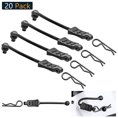 20pcs HobbyPark Universal 1/16 1/18 RC Car Body Clips and Pull Tabs Retainer Small R Pins for SCX24 TRX-4M RC Vehicles Truck Shell Parts Replacement Black - size: 1.0mm Rod Black Clips