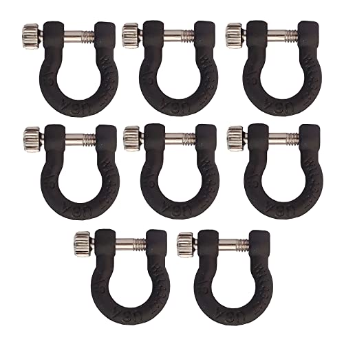8Pcs 1/10 RC Trailer Tow Shackles D Ring Lock Buckle Tow Ring(Black) | For TRX4 Axial SCX10 90046 Metal Truck Crawler RC Decor Parts - color: Black
