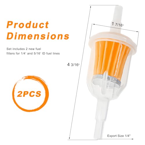 2 PCS Gas Inline Fuel Filters, 1/4 Inch x 5/16 Inch High Flow Engine Fuel Filters with Magnet, Small Petrol Inline Pipe Filter Replaces AM116304 25 050 22-s Gy20709 21541500