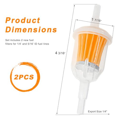 2 PCS Gas Inline Fuel Filters, 1/4 Inch x 5/16 Inch High Flow Engine Fuel Filters with Magnet, Small Petrol Inline Pipe Filter Replaces AM116304 25 050 22-s Gy20709 21541500