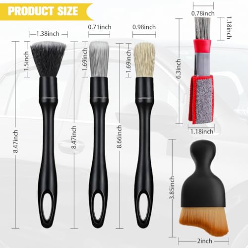 6PCS Car Detailing Brush Kit, Including 3 Ultra Soft No Scratch Boar Hair & 3 Vent Cleaning Brushes, Multi-Use Automotive Interior Detailing Kit, Universal for Most Vehicles - size: 6PCS