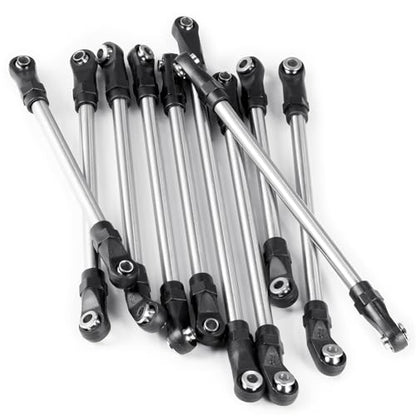 RCHUBAM SCX10 Chassis Linkage Kit Stainless Steel RC Crawler Link Rod End Set Compatible with 1/10 Axial SCX10 AXI90075 UMG10 II RC Crawler Car Wheelbase Upgrade Parts