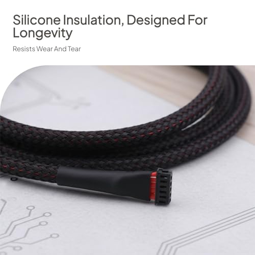 DYNWAVE Brushless Motor Sensor Wire 250mm (9.84 Inch) for 1:10 RC Car Buggy Truck Model – Silicone Cable with Protective Sheathing – Pack of 3