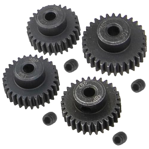 Steel 48 Pitch Pinion Gear Set 3.175mm Shaft 27T 28T 29T 30T Motor Gears Compatible with Tamiya Kyosho RedCat Losi Axial Traxxas 1/10 RC Car