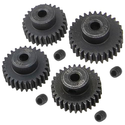 Steel 48 Pitch Pinion Gear Set 3.175mm Shaft 27T 28T 29T 30T Motor Gears Compatible with Tamiya Kyosho RedCat Losi Axial Traxxas 1/10 RC Car