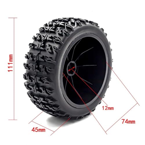1/10 RC Short Course Truck Tires OD 110mm and Wheels 12mm Hex OD 4.41" RC Off Road Tyres for 1:10 Scale RC Truck Car Traxxas Slash 2WD 4×4 Rc4wd Arrma Senton Axial Losi Redcat 4PCS