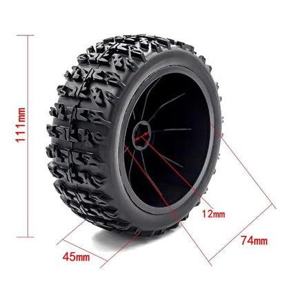 1/10 RC Short Course Truck Tires OD 110mm and Wheels 12mm Hex OD 4.41" RC Off Road Tyres for 1:10 Scale RC Truck Car Traxxas Slash 2WD 4×4 Rc4wd Arrma Senton Axial Losi Redcat 4PCS