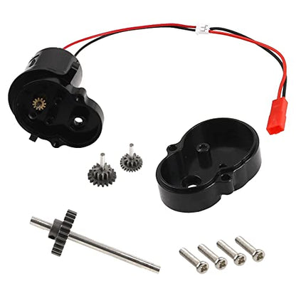Aluminum Alloy Gearbox Housing Gear Box & Steel Gears with 370 Motors Compatible with WPL D12 1/10 RC Car (Black) - color: Black