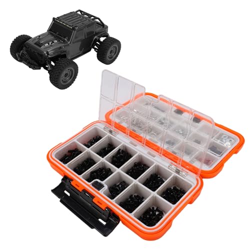 RC Screw Kit, 537 Pieces Stainless Steel M3 M4 Screws Nuts Bolts E Clips R Clips Pins O Rings Hex Wrenches for 1/8 1/10 /12/16 Scale RC Cars Trucks