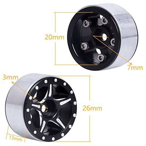 1.0 Beadlock Wheel Rims Compitable with 1/24 RC Crawler Car Axial SCX24 Gladiator Deadbolt Bronco C10 JLU Upgrade Parts