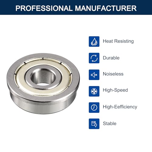 F698ZZ Flanged Ball Bearing, ID 8mm x OD 19mm x Width 6mm Miniature Bearings, Double Metal Shielded Deep Groove Bearings, Pre-Lubricated (GCr15) Chrome Steel 10pcs - size: F698ZZ 8mmx19mmx6mm